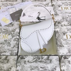 Fake Christian Dior Grooved Edge Saddle Bag White Replica