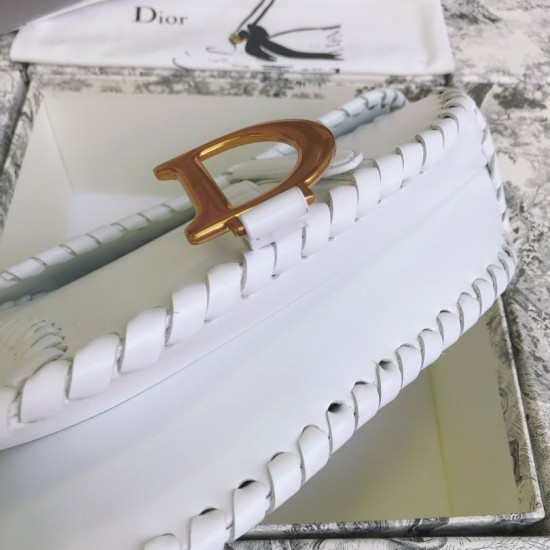 Fake Christian Dior Grooved Edge Saddle Bag White Replica