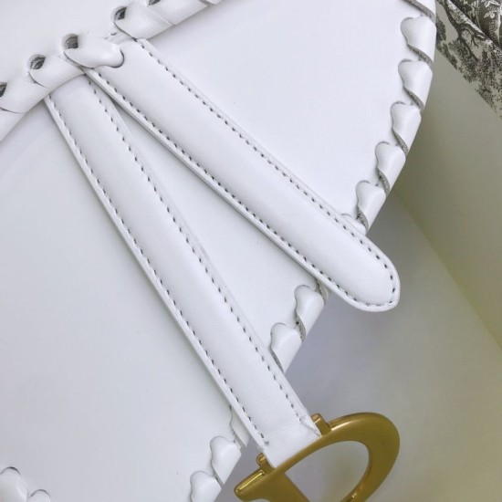 Fake Christian Dior Grooved Edge Saddle Bag White Replica