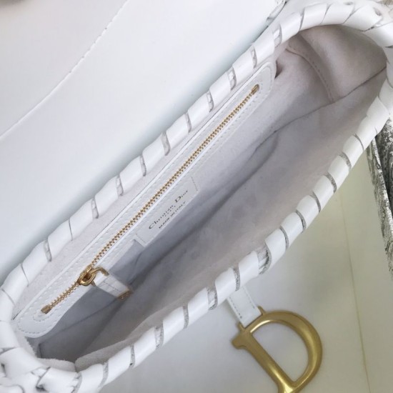 Fake Christian Dior Grooved Edge Saddle Bag White Replica