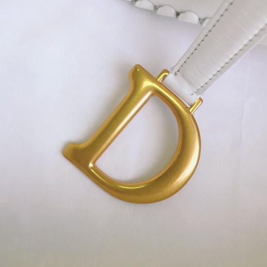 Fake Christian Dior Grooved Edge Saddle Bag White Replica