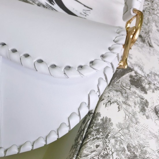 Fake Christian Dior Grooved Edge Saddle Bag White Replica