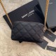 Replica YSL Saint Laurent Becky Double Zip Pouch Quilted Lambskin Black