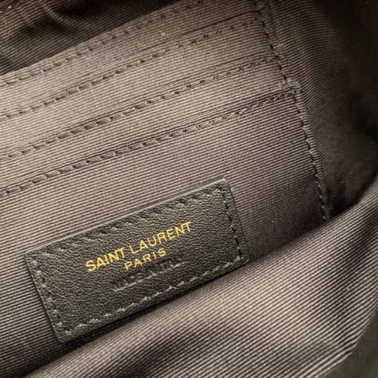 Replica YSL Saint Laurent Becky Double Zip Pouch Quilted Lambskin Black