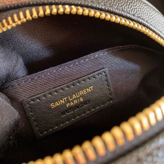 Replica YSL Saint Laurent Vinyle Round Camera Bag Black