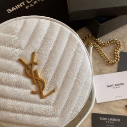 Replica YSL Saint Laurent Vinyle Round Camera Bag White