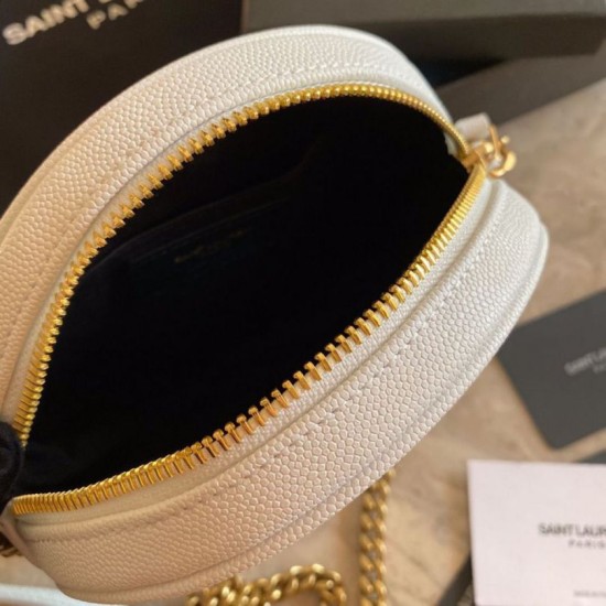 Replica YSL Saint Laurent Vinyle Round Camera Bag White