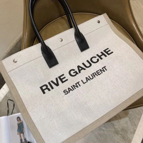 Replica YSL Saint Laurent Rive Gauche Tote Bag Beige