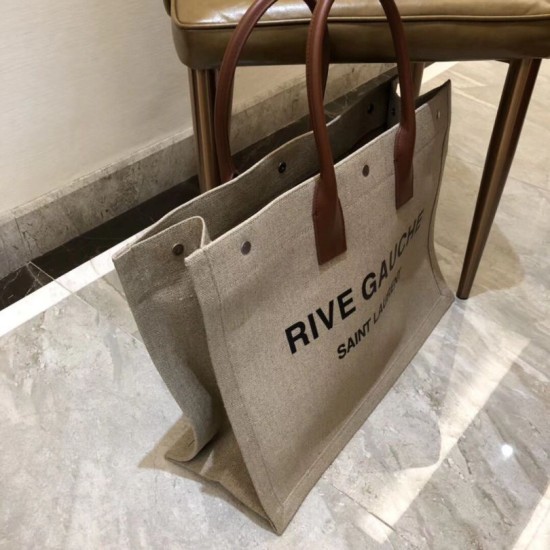 Replica YSL Saint Laurent Rive Gauche Tote Bag Gray
