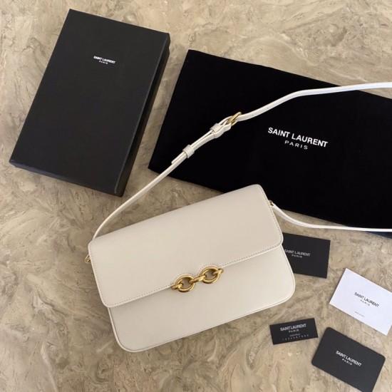 Fake YSL Saint Laurent Le Maillon Satchel Bag Beige Replica