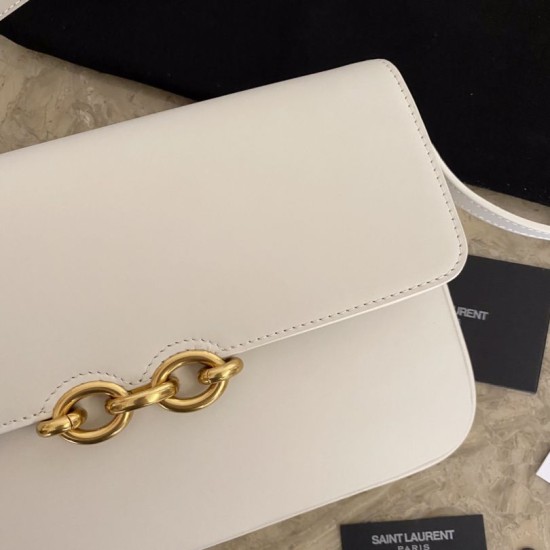 Fake YSL Saint Laurent Le Maillon Satchel Bag Beige Replica