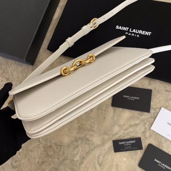 Fake YSL Saint Laurent Le Maillon Satchel Bag Beige Replica