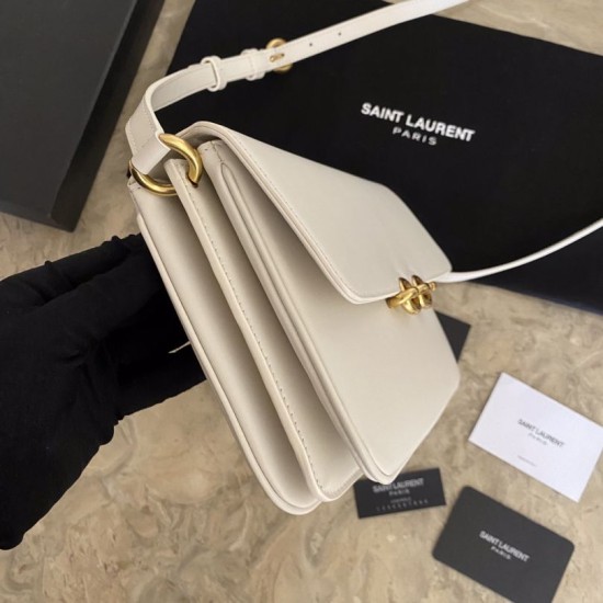 Fake YSL Saint Laurent Le Maillon Satchel Bag Beige Replica