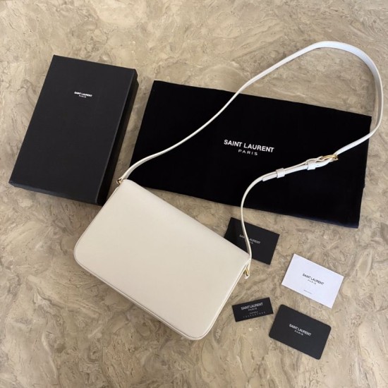 Fake YSL Saint Laurent Le Maillon Satchel Bag Beige Replica