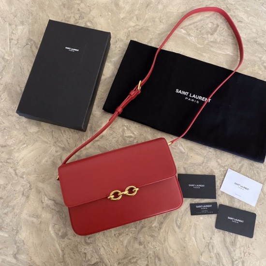 Fake YSL Saint Laurent Le Maillon Satchel Bag Red Replica