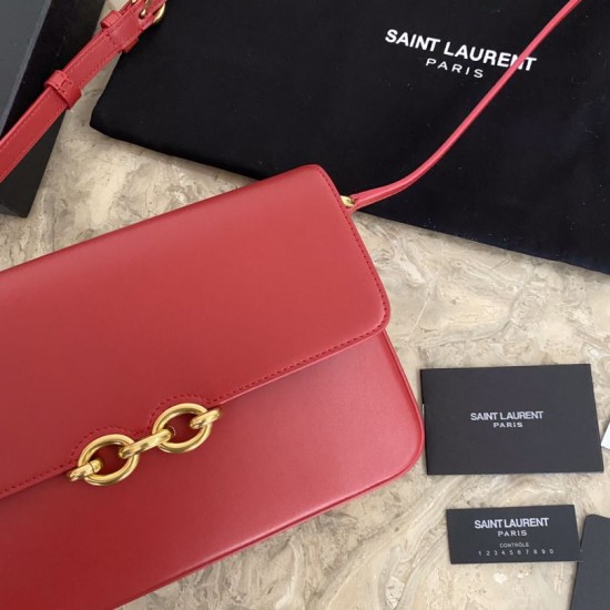 Fake YSL Saint Laurent Le Maillon Satchel Bag Red Replica
