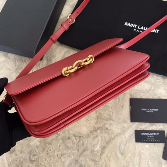 Fake YSL Saint Laurent Le Maillon Satchel Bag Red Replica