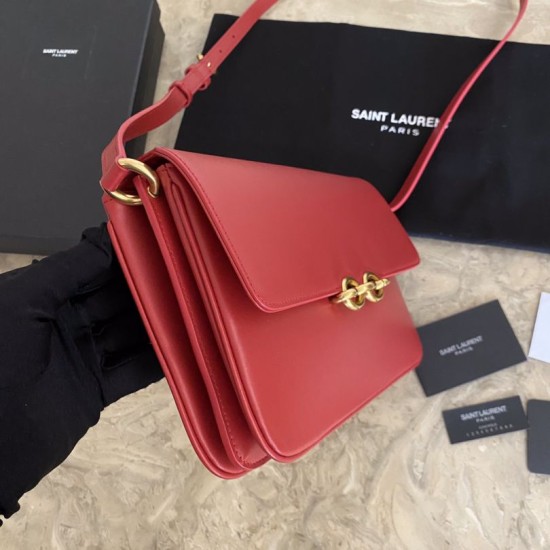 Fake YSL Saint Laurent Le Maillon Satchel Bag Red Replica