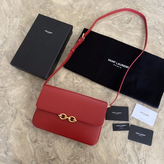 Fake YSL Saint Laurent Le Maillon Satchel Bag Red Replica