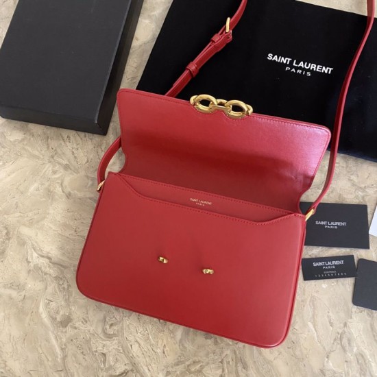 Fake YSL Saint Laurent Le Maillon Satchel Bag Red Replica
