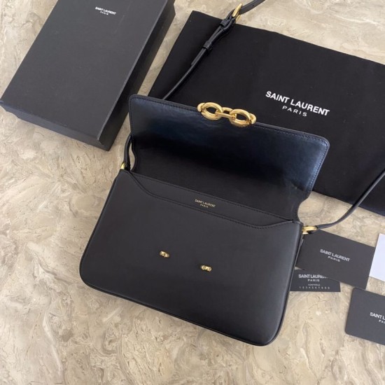 Fake YSL Saint Laurent Le Maillon Satchel Bag Black Replica