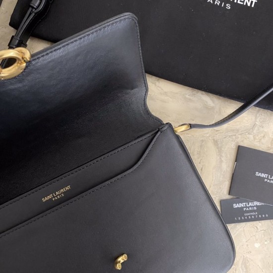 Fake YSL Saint Laurent Le Maillon Satchel Bag Black Replica