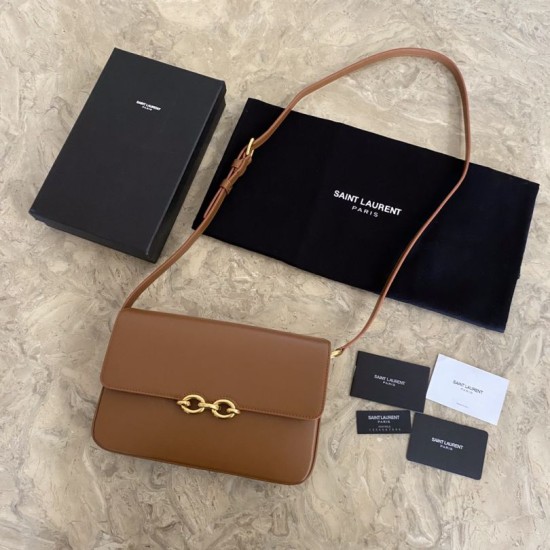 Replica YSL Saint Laurent Le Maillon Satchel Bag Brown
