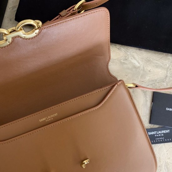 Replica YSL Saint Laurent Le Maillon Satchel Bag Brown