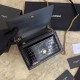 Fake YSL Small crocodile Satchel Bag Black Gold Replica