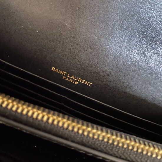 Fake YSL Small crocodile Satchel Bag Black Gold Replica