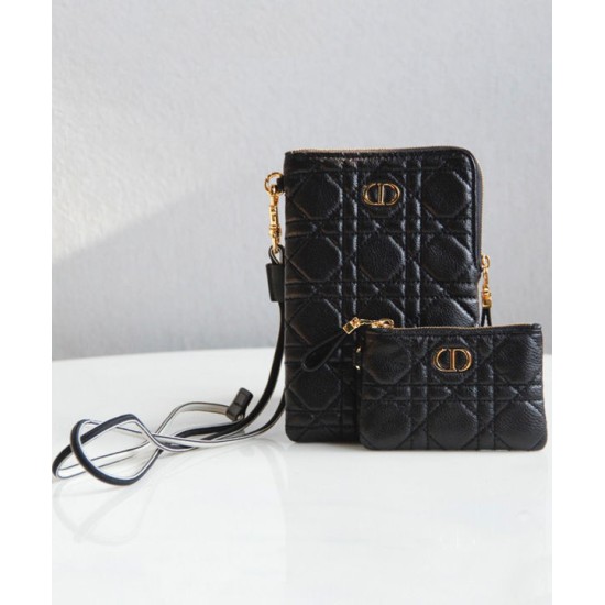 Fake Christian Dior Caro Multifunctional Pouch Black Replica