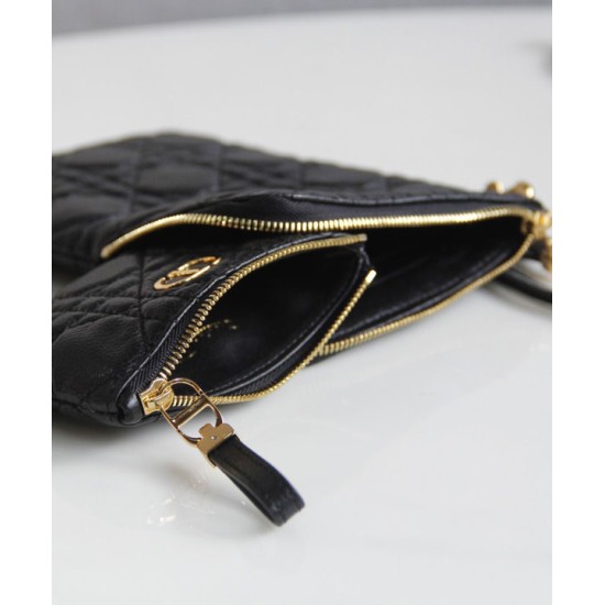 Fake Christian Dior Caro Multifunctional Pouch Black Replica