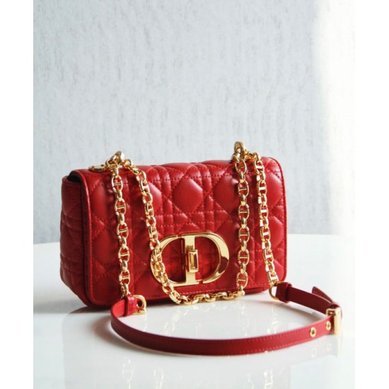 Fake Christian Dior Small Dior Caro Bag Red Replica