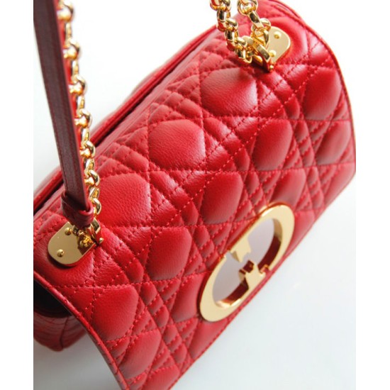 Fake Christian Dior Small Dior Caro Bag Red Replica