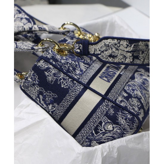 Replica Christian Dior Medium Lady D-Lite Bag Dark Blue