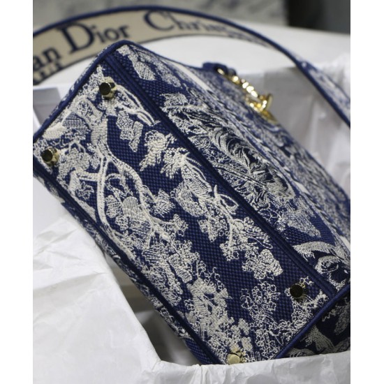 Replica Christian Dior Medium Lady D-Lite Bag Dark Blue