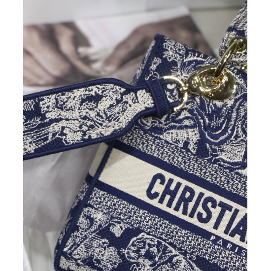 Replica Christian Dior Medium Lady D-Lite Bag Dark Blue