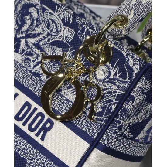 Replica Christian Dior Medium Lady D-Lite Bag Dark Blue