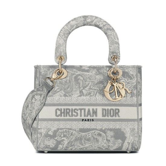 Replica Christian Dior Medium Lady D-Lite Bag Gray