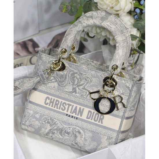 Replica Christian Dior Medium Lady D-Lite Bag Gray