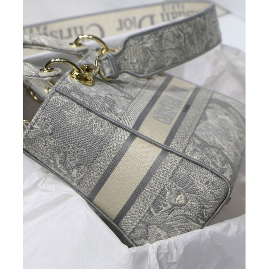 Replica Christian Dior Medium Lady D-Lite Bag Gray