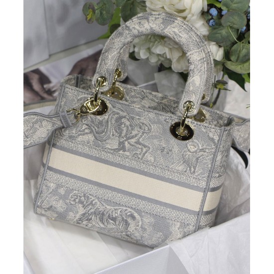 Replica Christian Dior Medium Lady D-Lite Bag Gray