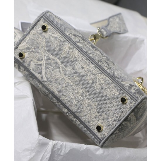 Replica Christian Dior Medium Lady D-Lite Bag Gray
