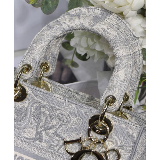 Replica Christian Dior Medium Lady D-Lite Bag Gray