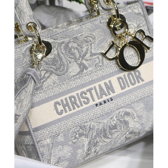 Replica Christian Dior Medium Lady D-Lite Bag Gray