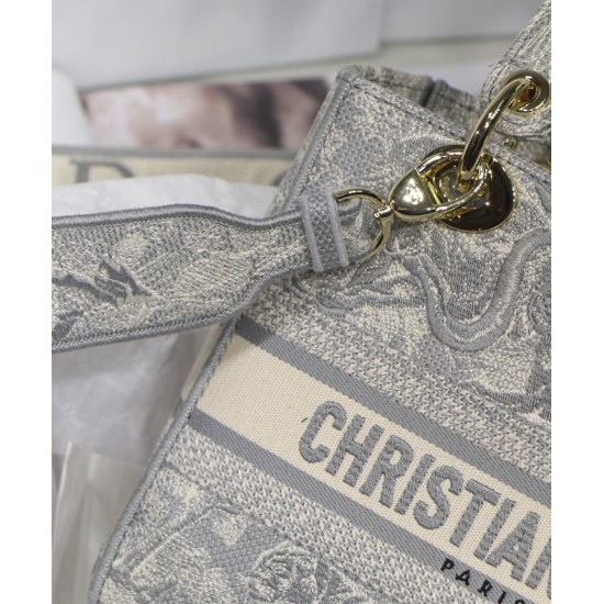 Replica Christian Dior Medium Lady D-Lite Bag Gray