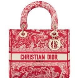 Fake Christian Dior Medium Lady D-Lite Bag Red Replica