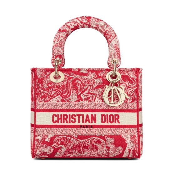 Fake Christian Dior Medium Lady D-Lite Bag Red Replica