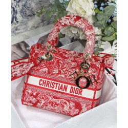 Fake Christian Dior Medium Lady D-Lite Bag Red Replica