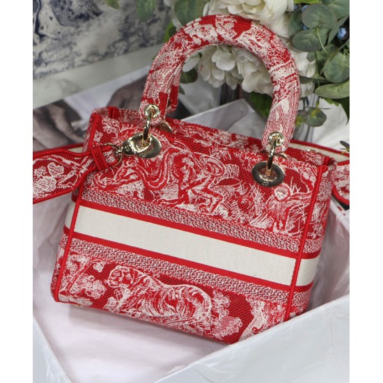 Fake Christian Dior Medium Lady D-Lite Bag Red Replica